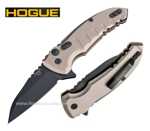 Hogue X1-MicroFlip Flipper Folding Knife, 154CM Wharncliffe, FDE Aluminum, 24167